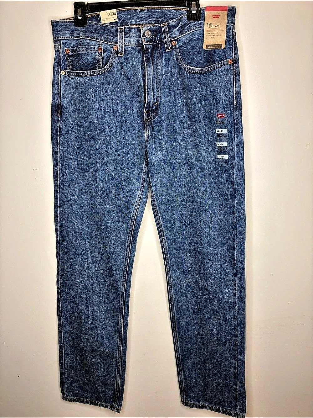 Levi's 505 Regular Men's Straight Leg Jeans Blue Waist 34 x 34 NWT